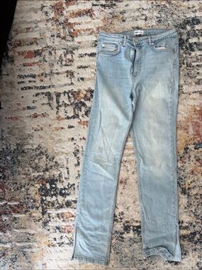 Zara Split Hem Light Wash Slim Jeans